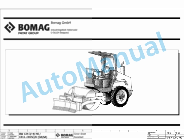 Bomag BW 124 DH-40 Single Drum Vibratory Rollers Electric, Hydraulic Schematics Diagram 901581391002 - 901581399999 1 Bomag BW 124 DH-40 Single Drum Vibratory Rollers Electric, Hydraulic Schematics Diagram 901581391002 - 901581399999