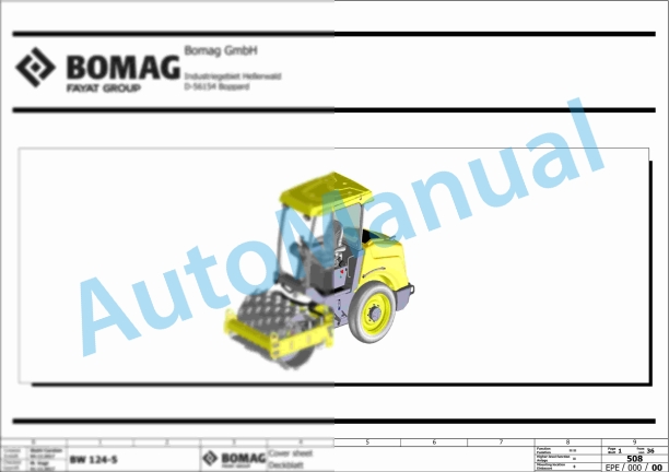 Bomag BW 124 DH-5 Single Drum Vibratory Rollers Electric, Hydraulic Schematics Diagram 101587261001 - 101587269999 1 Bomag BW 124 DH-5 Single Drum Vibratory Rollers Electric, Hydraulic Schematics Diagram 101587261001 - 101587269999