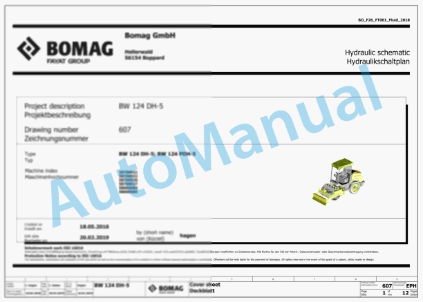Bomag BW 124 PDH-5 Single Drum Vibratory Rollers Electric, Hydraulic Schematics Diagram 101587221001 - 101587229999 1 Bomag BW 124 PDH-5 Single Drum Vibratory Rollers Electric, Hydraulic Schematics Diagram 101587221001 - 101587229999