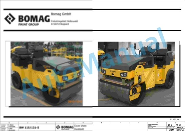 Bomag BW 131 ACW-5 Combination Rollers Electric, Hydraulic Schematics Diagram 861750251001 - 861750251420 1 Bomag BW 131 ACW-5 Combination Rollers Electric, Hydraulic Schematics Diagram 861750251001 - 861750251420