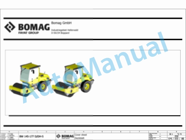 Bomag BW 145 DH-5 Single Drum Vibratory Rollers Electric, Hydraulic Schematics Diagram 101586011002 - 101586019999 1 Bomag BW 145 DH-5 Single Drum Vibratory Rollers Electric, Hydraulic Schematics Diagram 101586011002 - 101586019999