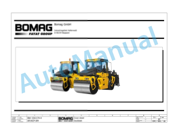 Bomag BW 154 ACP-4 Combination Rollers Electric, Hydraulic Schematics Diagram 101870631001 - 101870639999 1 Bomag BW 154 ACP-4 Combination Rollers Electric, Hydraulic Schematics Diagram 101870631001 - 101870639999