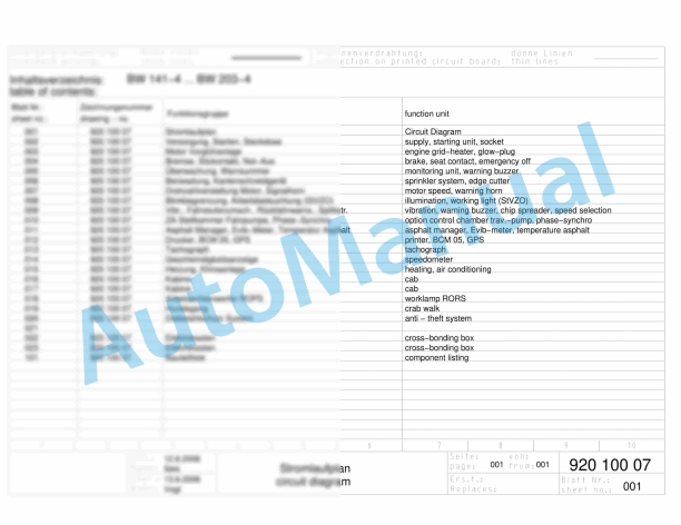 Bomag BW 154 AD-4 Tandem Vibratory Rollers Electric Schematics Diagram 101920321001 - 101920321046 1 Bomag BW 154 AD-4 Tandem Vibratory Rollers Electric Schematics Diagram 101920321001 - 101920321046