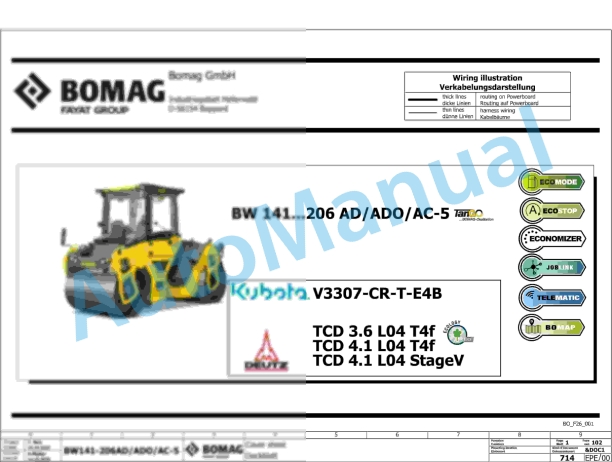 Bomag BW 161 AD-5 TIER4 Stage V Tandem Vibratory Rollers Electric, Hydraulic Schematics Diagram 101921701001 - 101921709999 1 Bomag BW 161 AD-5 TIER4 Stage V Tandem Vibratory Rollers Electric, Hydraulic Schematics Diagram 101921701001 - 101921709999