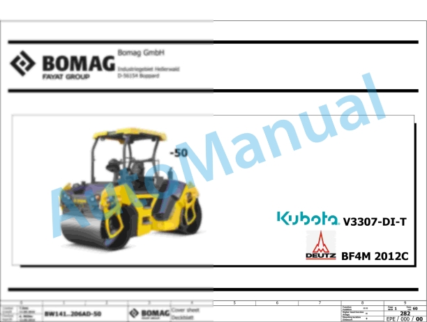 Bomag BW 161 AD-50 Tandem Vibratory Rollers Electric, Hydraulic Schematics Diagram 101921181002 - 101921189999 1 Bomag BW 161 AD-50 Tandem Vibratory Rollers Electric, Hydraulic Schematics Diagram 101921181002 - 101921189999