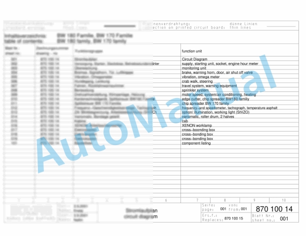 Bomag BW 174 AC AM Combination Rollers Electric, Hydraulic Schematics Diagram 101870451001 - 101870451022 1 Bomag BW 174 AC AM Combination Rollers Electric, Hydraulic Schematics Diagram 101870451001 - 101870451022