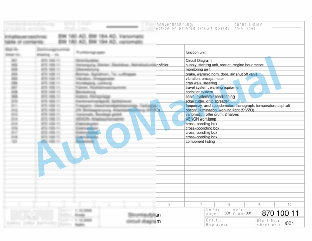 Bomag BW 184 AD Tandem Vibratory Rollers Electric Schematics Diagram 101870301069 - 101870301088 1 Bomag BW 184 AD Tandem Vibratory Rollers Electric Schematics Diagram 101870301069 - 101870301088
