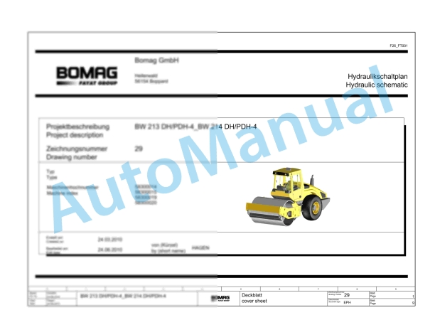 Bomag BW 213 DH-4i Single Drum Vibratory Rollers Electric, Hydraulic Schematics Diagram 101585101001 - 101585101044 1 Bomag BW 213 DH-4i Single Drum Vibratory Rollers Electric, Hydraulic Schematics Diagram 101585101001 - 101585101044