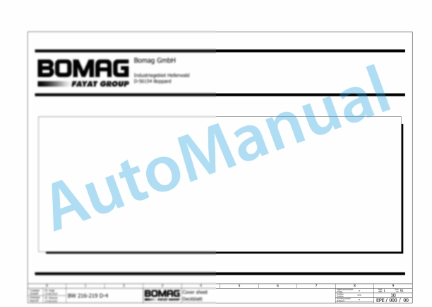 Bomag BW 219 PD-4 Single Drum Vibratory Rollers Electric, Hydraulic Schematics Diagram 861582351001 - 861582359999