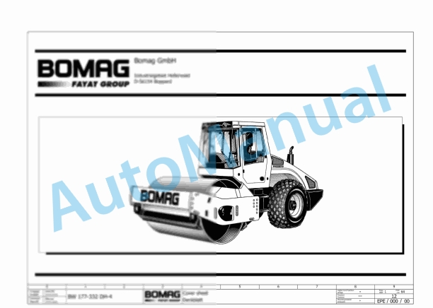 Bomag BW 226 DH-4 Single Drum Vibratory Rollers Electric, Hydraulic Schematics Diagram 101582881001 - 101582881252