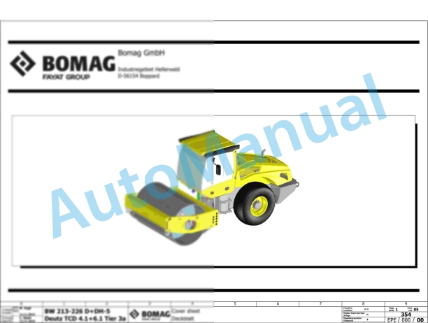 Bomag BW 226 DI-5 Single Drum Vibratory Rollers Electric Schematics Diagram 101586531001 - 101586531003