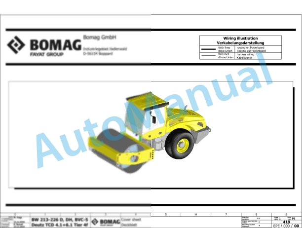 Bomag BW 226 PDH-5 Single Drum Vibratory Rollers Electric, Hydraulic Schematics Diagram 101586421001 - 101586421001