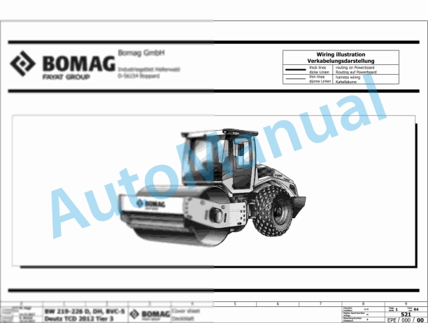 Bomag BW 226 PDH-5 TIER 3 Single Drum Vibratory Rollers Electric Schematics Diagram 101586661001 - 101586669999