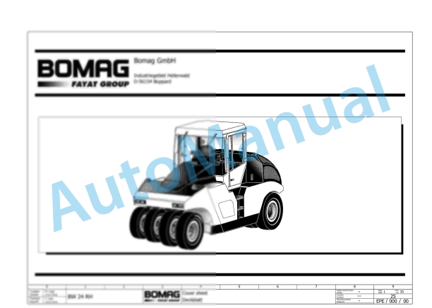 Bomag BW 24 RH Rubber Tyred Rollers Electric, Hydraulic, Pneumatic Schematics Diagram 101538011001 - 101538011686