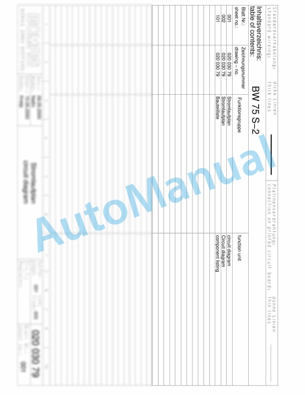 Bomag BW 75 S-2 Walk Behind Double Drum Vibratory Roller Electric Schematics Diagram 101020021001 - 101020022356