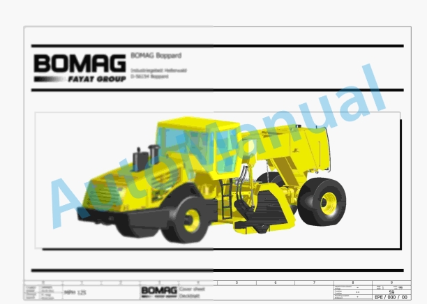 Bomag MPH 600 Soil Stabilizer - Asphalt Recycler Electric, Hydraulic, Pneumatic Schematics Diagram 101590311001 - 101590311004