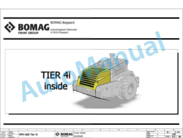 Bomag MPH 600 Soil Stabilizer - Asphalt Recycler Electric, Hydraulic, Pneumatic Schematics Diagram 101590331001 - 101590339999