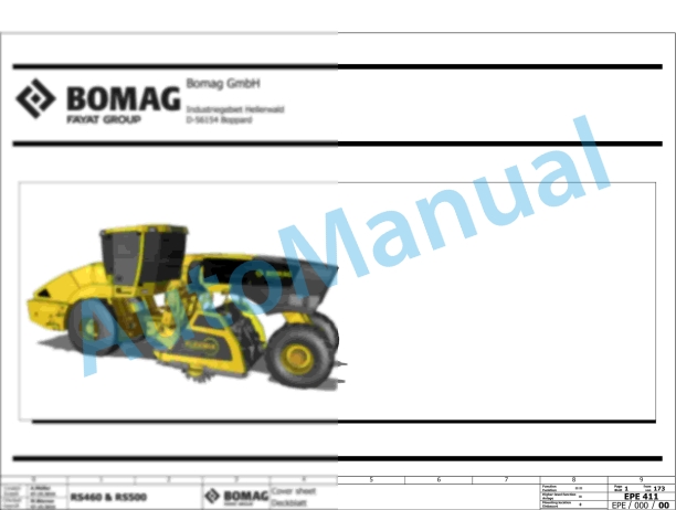 Bomag RS 500 Tier 3A Soil Stabilizer - Asphalt Recycler Electric, Hydraulic Schematics Diagram 101590111001 - 101590119999