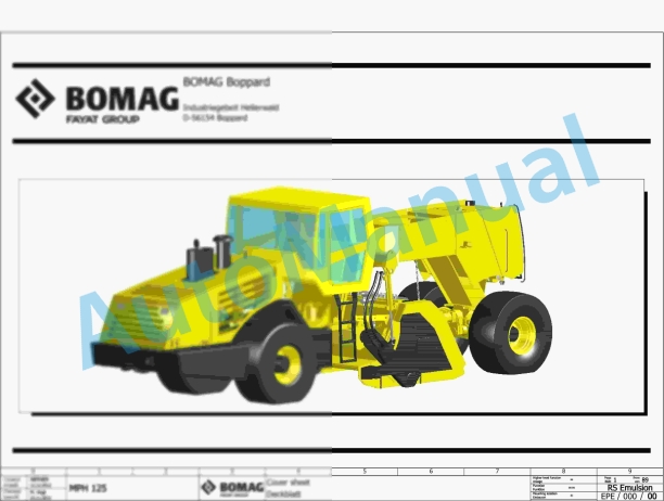 Bomag RS 650 Stage V Soil Stabilizer - Asphalt Recycler Electric, Hydraulic, Pneumatic Schematics Diagram 101590371001 - 101590379999