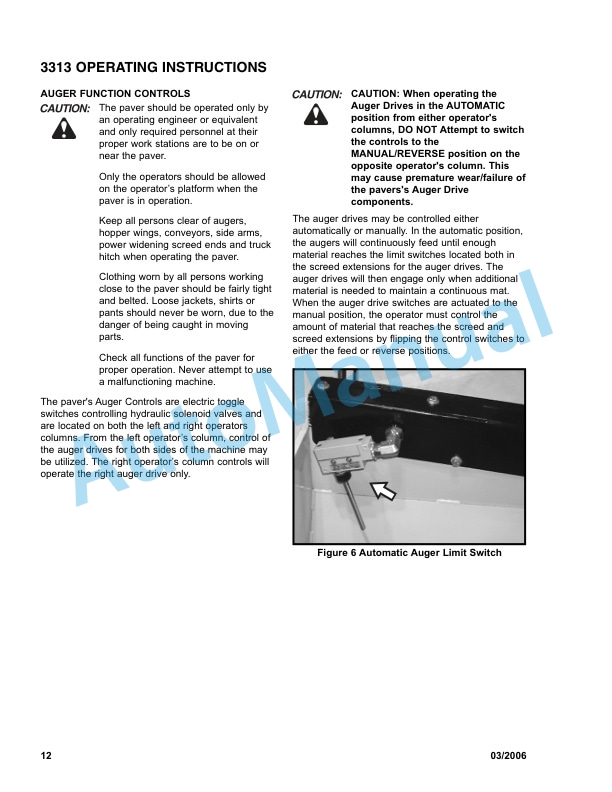 Bomag 3313 Self Propelled Paver Operating Instructions 0852742 2 Bomag 3313 Self Propelled Paver Operating Instructions 0852742-2