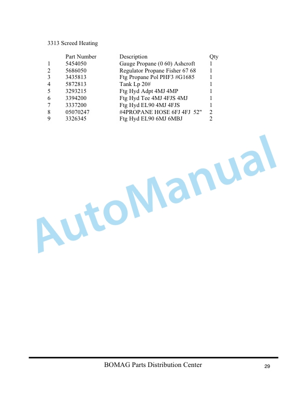 Bomag 3313 Self Propelled Paver Spare Parts Catalogue 0852762 2 Bomag 3313 Self Propelled Paver Spare Parts Catalogue 0852762-2