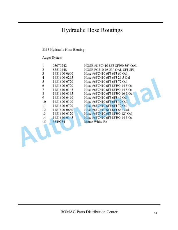 Bomag 3313 Self Propelled Paver Spare Parts Catalogue 0852762 4 Bomag 3313 Self Propelled Paver Spare Parts Catalogue 0852762-4
