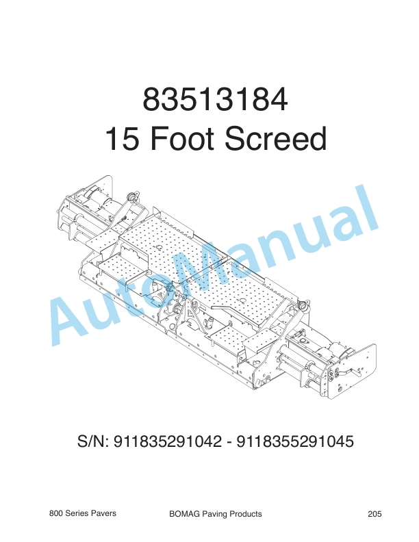 Bomag 815-2 Self Propelled Paver Spare Parts Catalogue 0852807 3 Bomag 815-2 Self Propelled Paver Spare Parts Catalogue 0852807-3