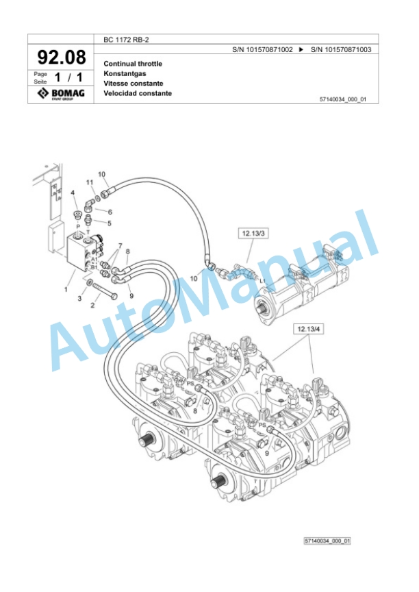 Bomag BC 1172 RB-2 Sanitary Landfill Compactor Spare Parts Catalogue 00818891 3 Bomag BC 1172 RB-2 Sanitary Landfill Compactor Spare Parts Catalogue 00818891-3