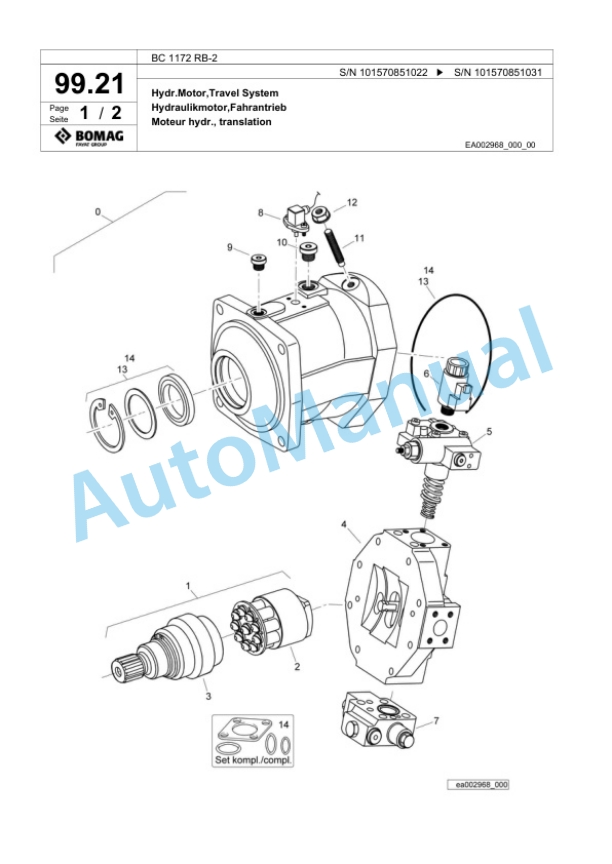 Bomag BC 1172 RB-2 Sanitary Landfill Compactor Spare Parts Catalogue 00824625 5 Bomag BC 1172 RB-2 Sanitary Landfill Compactor Spare Parts Catalogue 00824625-5