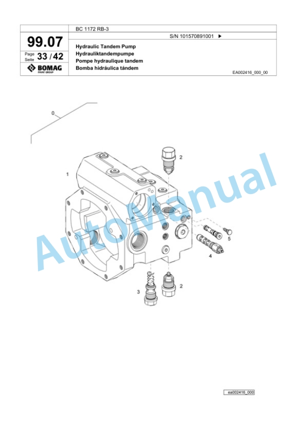 Bomag BC 1172 RB-3 Sanitary Landfill Compactor Spare Parts Catalogue 00818153-4