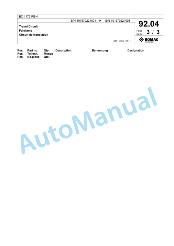 Bomag BC 1172 RB-4 Sanitary Landfill Compactor Spare Parts Catalogue 00824901 3 Bomag BC 1172 RB-4 Sanitary Landfill Compactor Spare Parts Catalogue 00824901-3