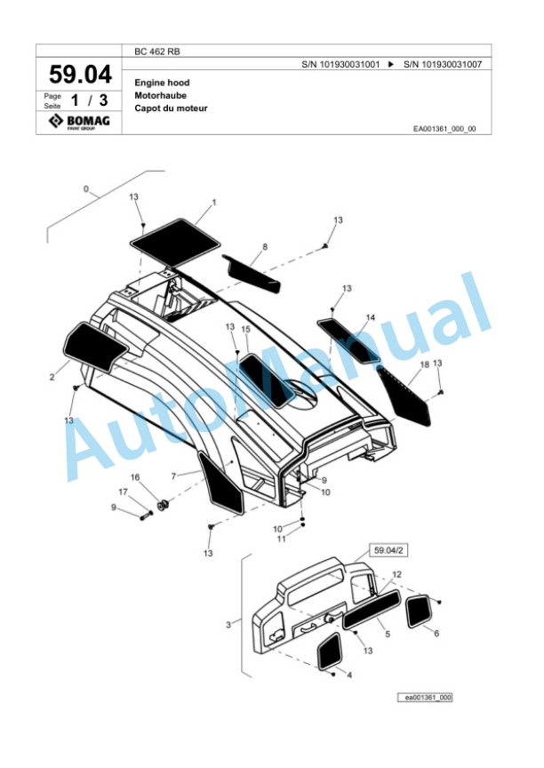 Bomag BC 462 RB Sanitary Landfill Compactor Spare Parts Catalogue 00818445 2 Bomag BC 462 RB Sanitary Landfill Compactor Spare Parts Catalogue 00818445-2