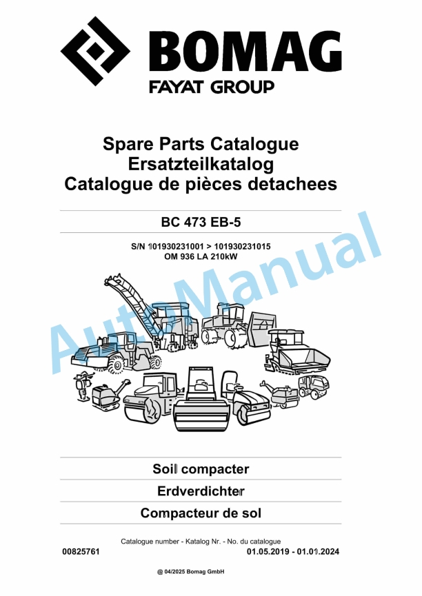 Bomag BC 473 EB-5 Soil Compactor Spare Parts Catalogue 00825761