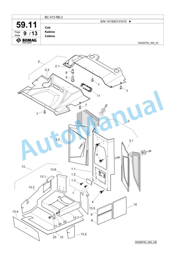 Bomag BC 473 RB-3 Sanitary Landfill Compactor Spare Parts Catalogue 00825083-2