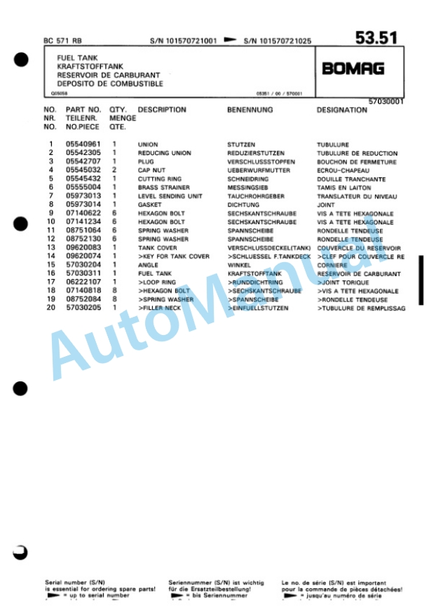 Bomag BC 571 RB Sanitary Landfill Compactor Spare Parts Catalogue 00816022 2 Bomag BC 571 RB Sanitary Landfill Compactor Spare Parts Catalogue 00816022-2