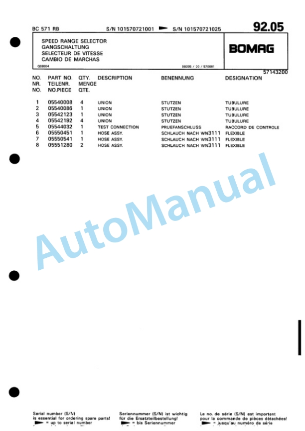 Bomag BC 571 RB Sanitary Landfill Compactor Spare Parts Catalogue 00816022 3 Bomag BC 571 RB Sanitary Landfill Compactor Spare Parts Catalogue 00816022-3