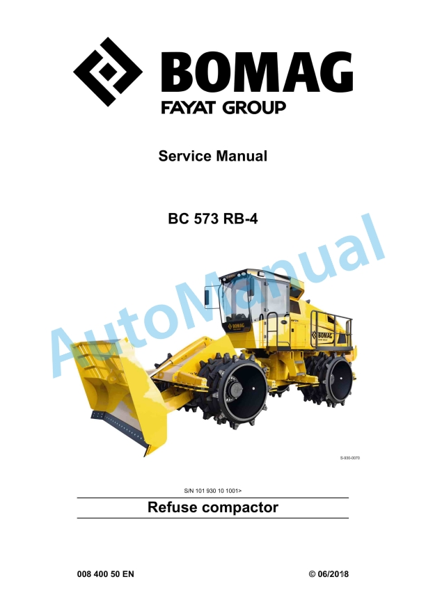 Bomag BC 573 RB-4 Refuse Compactor Service Manual 00840050