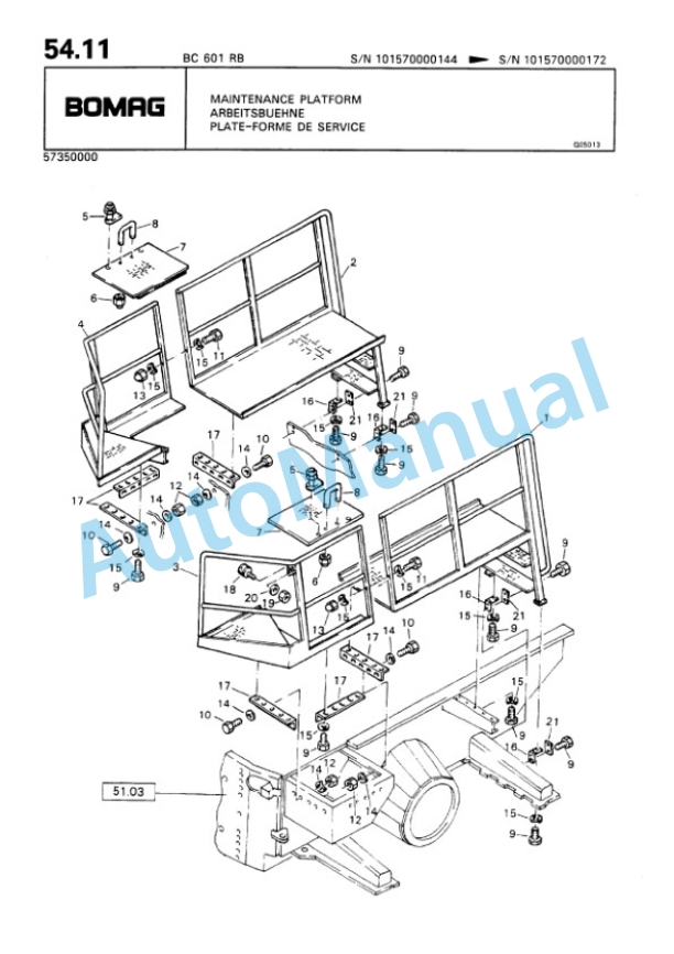 Bomag BC 601 RB Sanitary Landfill Compactor Spare Parts Catalogue 00816010 5 Bomag BC 601 RB Sanitary Landfill Compactor Spare Parts Catalogue 00816010-5
