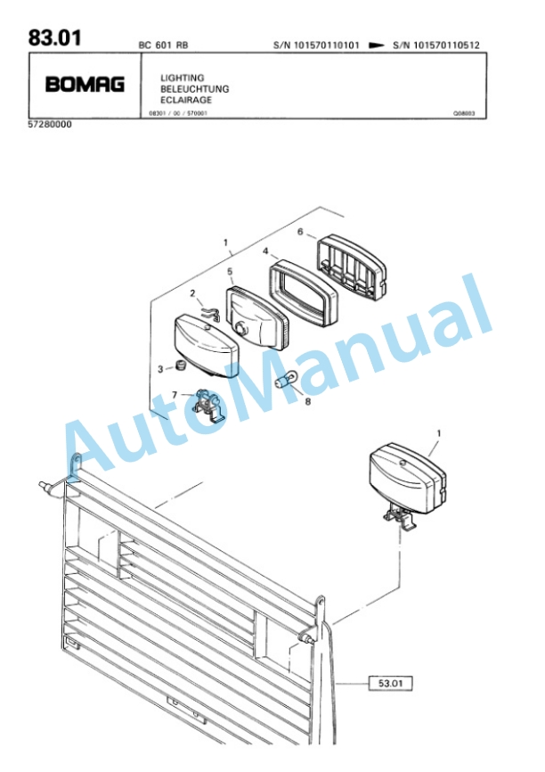 Bomag BC 601 RB Sanitary Landfill Compactor Spare Parts Catalogue 00816013 5 Bomag BC 601 RB Sanitary Landfill Compactor Spare Parts Catalogue 00816013-5