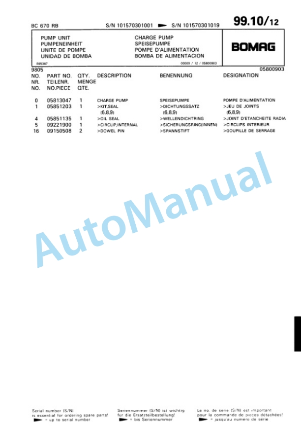 Bomag BC 670 RB Sanitary Landfill Compactor Spare Parts Catalogue 00816004 5 Bomag BC 670 RB Sanitary Landfill Compactor Spare Parts Catalogue 00816004-5