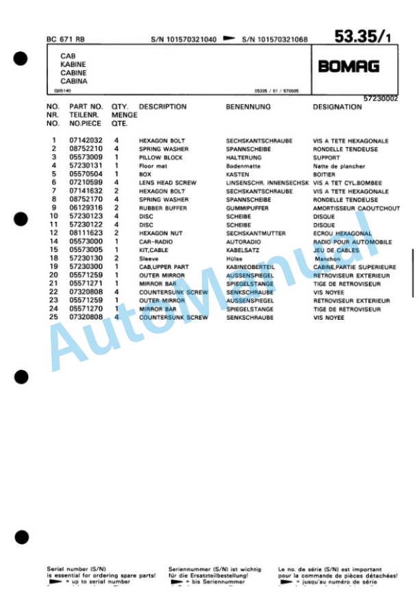 Bomag BC 671 RB Sanitary Landfill Compactor Spare Parts Catalogue 00816008 2 Bomag BC 671 RB Sanitary Landfill Compactor Spare Parts Catalogue 00816008-2