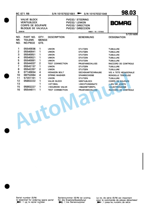 Bomag BC 671 RB Sanitary Landfill Compactor Spare Parts Catalogue 00816008 4 Bomag BC 671 RB Sanitary Landfill Compactor Spare Parts Catalogue 00816008-4