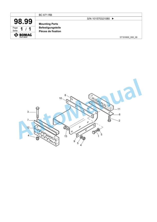 Bomag BC 671 RB Sanitary Landfill Compactor Spare Parts Catalogue 00817401 4 Bomag BC 671 RB Sanitary Landfill Compactor Spare Parts Catalogue 00817401-4