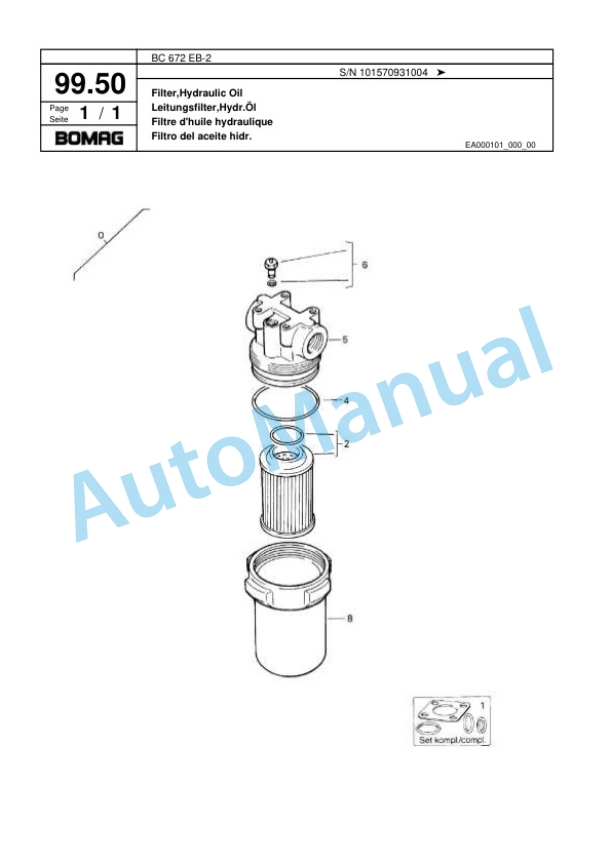 Bomag BC 672 EB-2 Soil Compacter Spare Parts Catalogue 00818189 5 Bomag BC 672 EB-2 Soil Compacter Spare Parts Catalogue 00818189-5