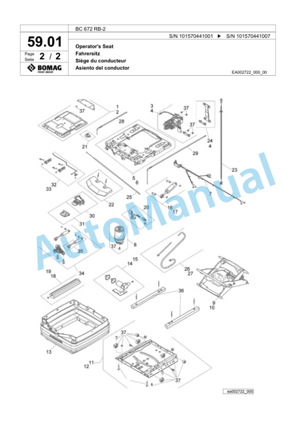 Bomag BC 672 RB-2 Sanitary Landfill Compactor Spare Parts Catalogue 00818931 2 Bomag BC 672 RB-2 Sanitary Landfill Compactor Spare Parts Catalogue 00818931-2