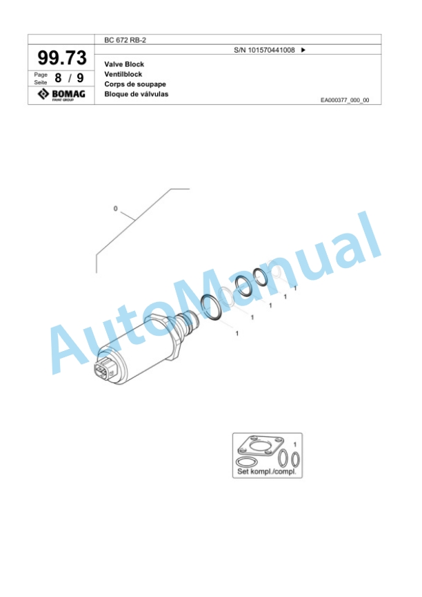 Bomag BC 672 RB-2 Sanitary Landfill Compactor Spare Parts Catalogue 00818931 4 Bomag BC 672 RB-2 Sanitary Landfill Compactor Spare Parts Catalogue 00818931-4