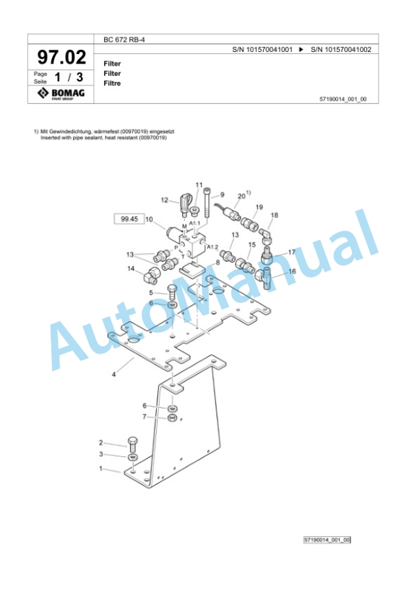 Bomag BC 672 RB-4 Sanitary Landfill Compactor Spare Parts Catalogue 00824531 3 Bomag BC 672 RB-4 Sanitary Landfill Compactor Spare Parts Catalogue 00824531-3