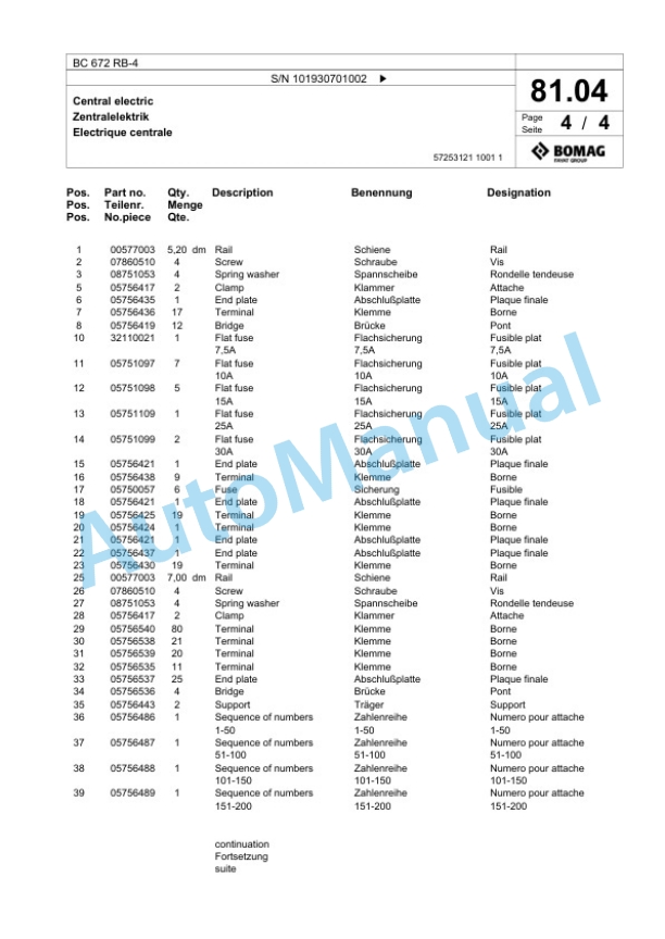 Bomag BC 672 RB-4 Sanitary Landfill Compactor Spare Parts Catalogue 00825763 2 Bomag BC 672 RB-4 Sanitary Landfill Compactor Spare Parts Catalogue 00825763-2