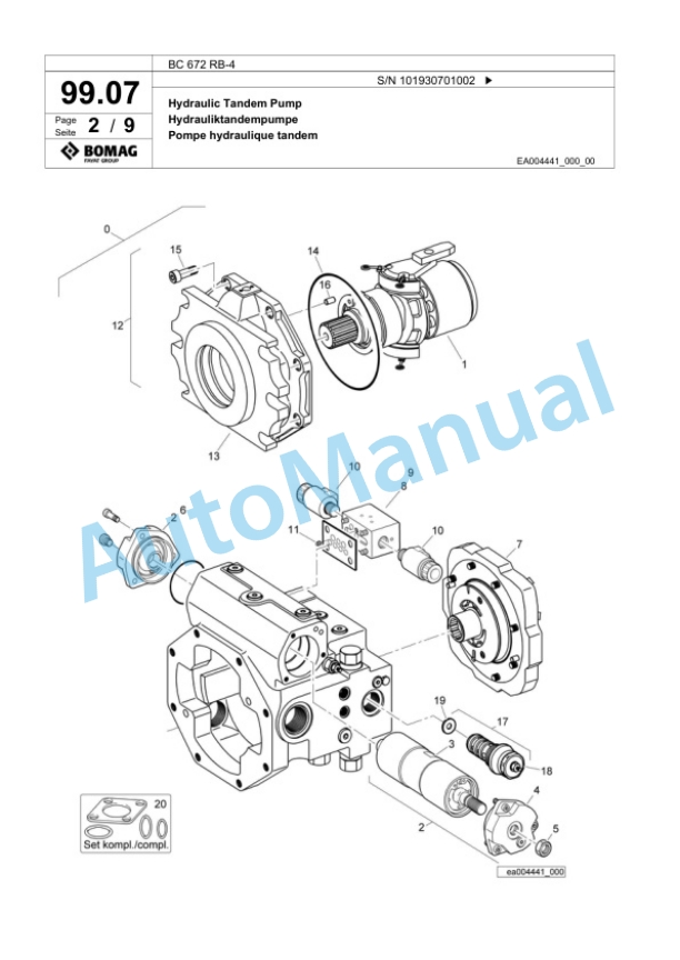 Bomag BC 672 RB-4 Sanitary Landfill Compactor Spare Parts Catalogue 00825763 3 Bomag BC 672 RB-4 Sanitary Landfill Compactor Spare Parts Catalogue 00825763-3