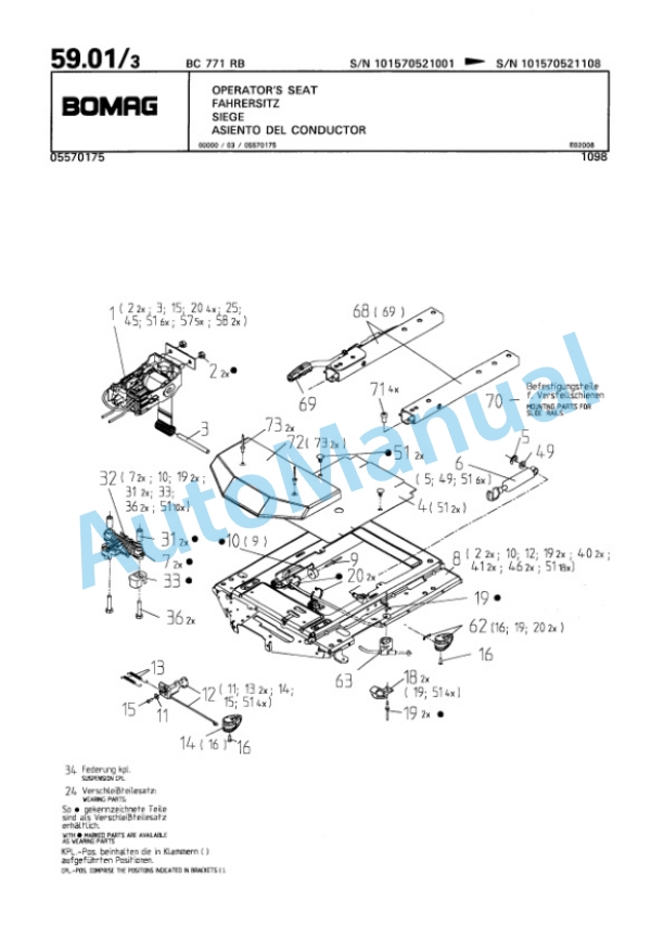 Bomag BC 771 RB Sanitary Landfill Compactor Spare Parts Catalogue 00816025 2 Bomag BC 771 RB Sanitary Landfill Compactor Spare Parts Catalogue 00816025-2